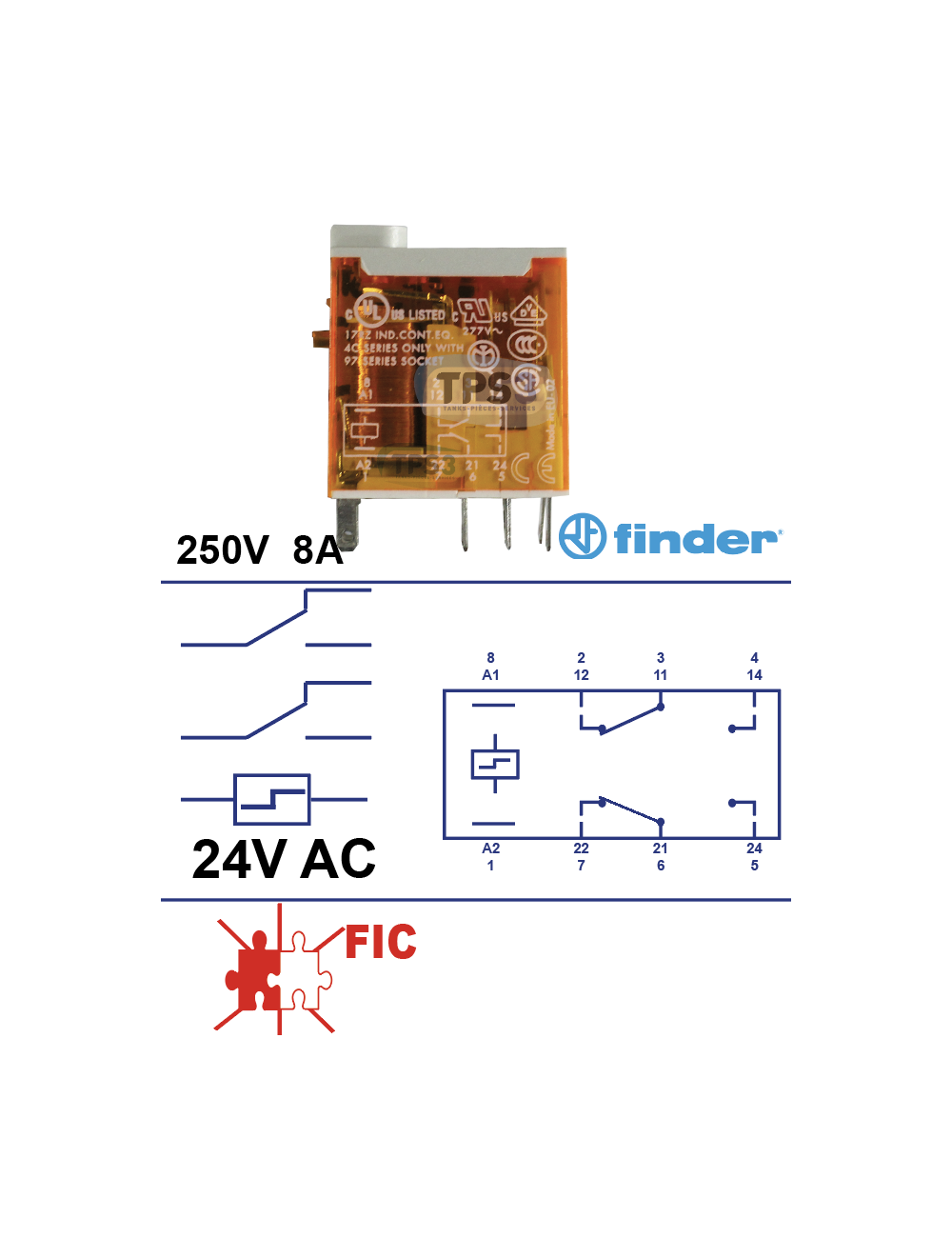 Relais bistable Finder 2NO
