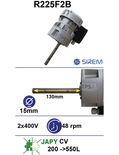 Motoréducteur R225F2B 48tr/min arbre D:15 L:133