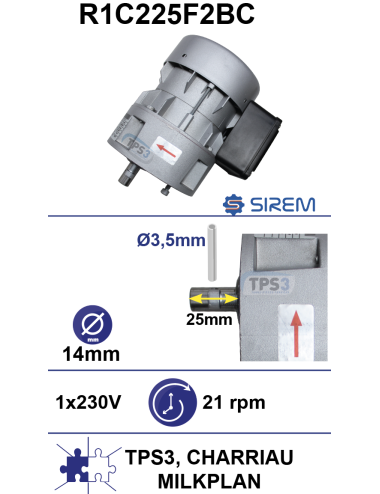 Motoréducteur R1C225F2BC 21tr/min arbre TPS-3 CHARRIAU MP