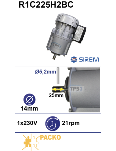 Motoréducteur R1C225H2BC 21tr/min goupille 5,2mm