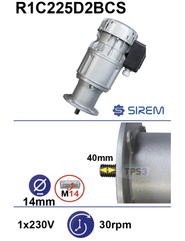 Motoréducteur R1C225D2BCS 30tr/min arbre D:14 L:40 M14