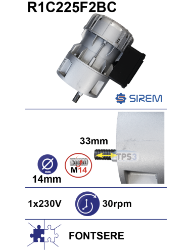Motoréducteur R1C225F2BC 30tr/min arbre D:14 L:33 M14