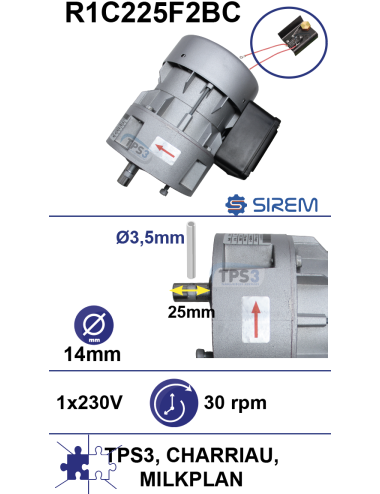 Motoréducteur R1C225F2BC 30tr/min arbre D:14 L:25 + MR