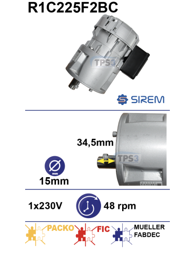 Motoréducteur R1C225F2BC 48 tr/min arbre D:15 L:34,5