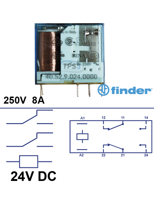 Relais 2 inverseurs 24V Dc