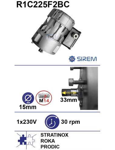 Motoréducteur R1C225F2BC 30 tr/min arbre D:15 L:45 M14