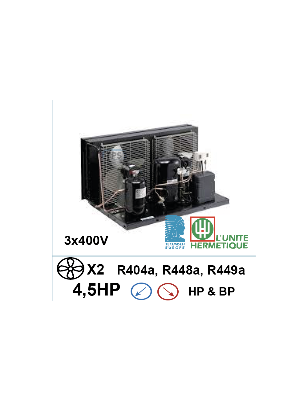 Groupe frigorifique 3x400V 4,5ch compresseur piston