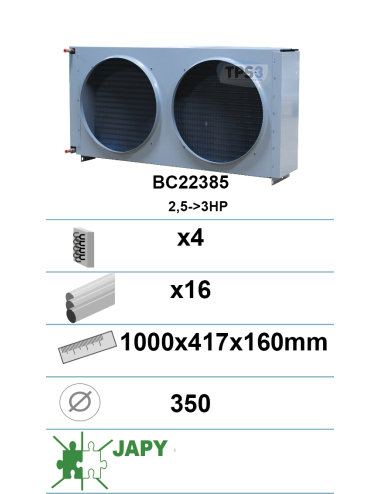 Condenseur avec traitement époxy 4 nappes 16 tubes  BC2 2385