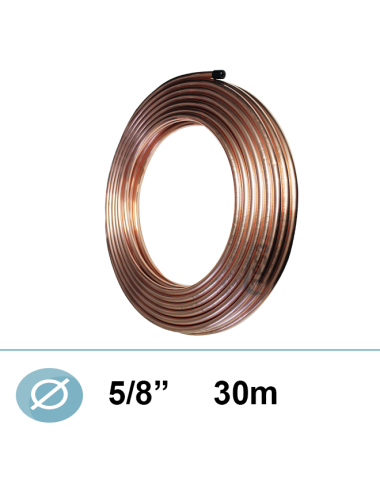Tube cuivre frigorifique Ø 5/8 recuit en couronne 30M