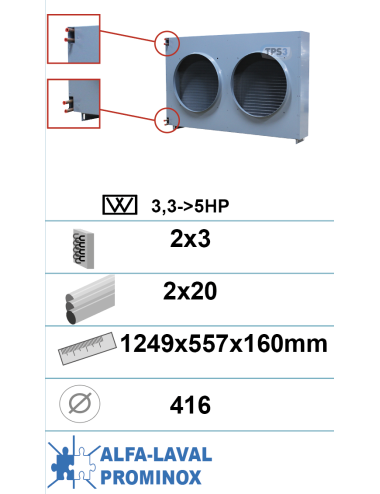 Condenseur avec traitement époxy double circuit 3 nappes 20 tubes
