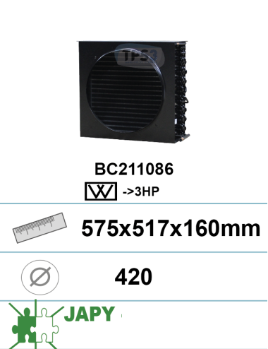 Condenseur 4 nappes 20 tubes type BC211086
