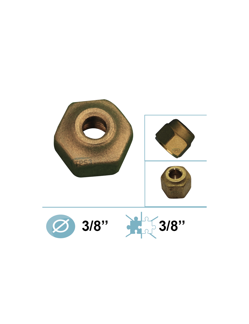 Ecrou court Ø3/8 tube 3/8