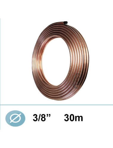 Tube cuivre frigorifique Ø3/8 recuit en couronne de 30M