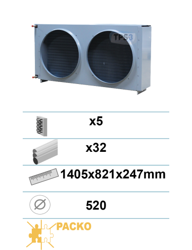 Condenseur type B508 5 nappes 32 tubes  2 ouies 520
