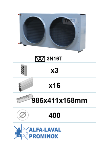 Condenseur avec traitement époxy 3 nappes 16 tubes