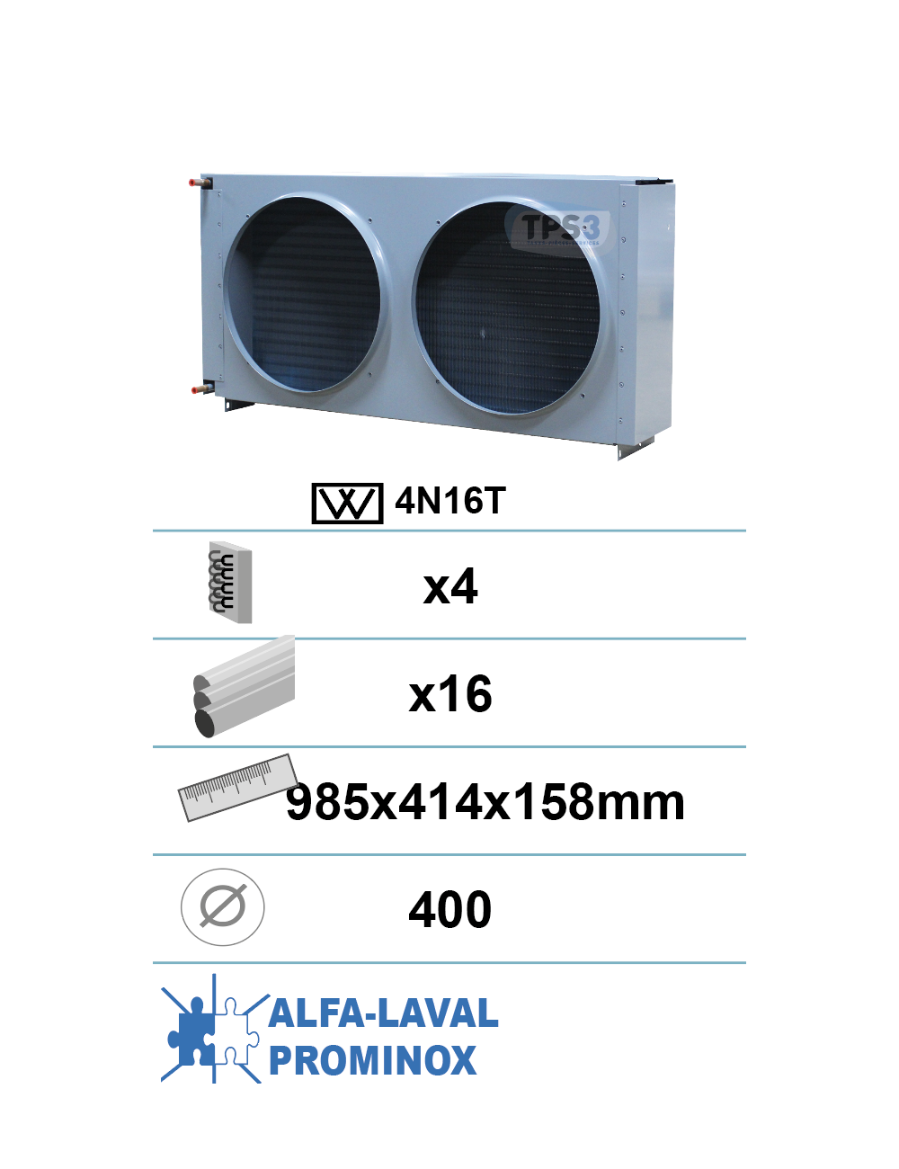 Condenseur avec traitement époxy 4 nappes 16 tubes
