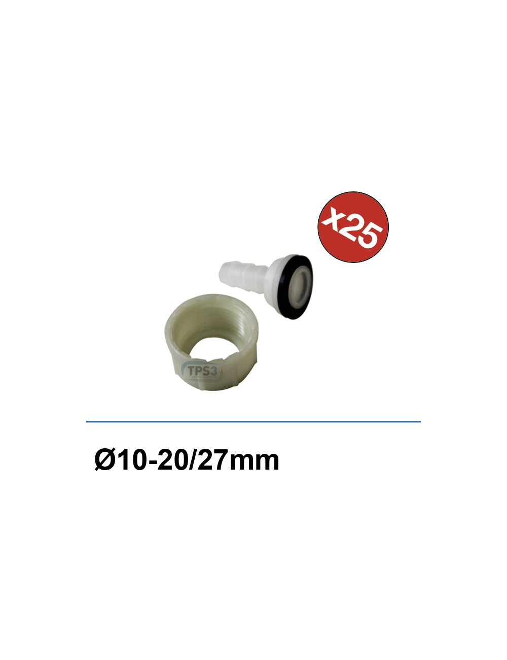 Raccord nipple plastique droit femelle 20/27, par sachet de 25 Raccord nipple plastique droit femelle 20/27, par sachet de 25