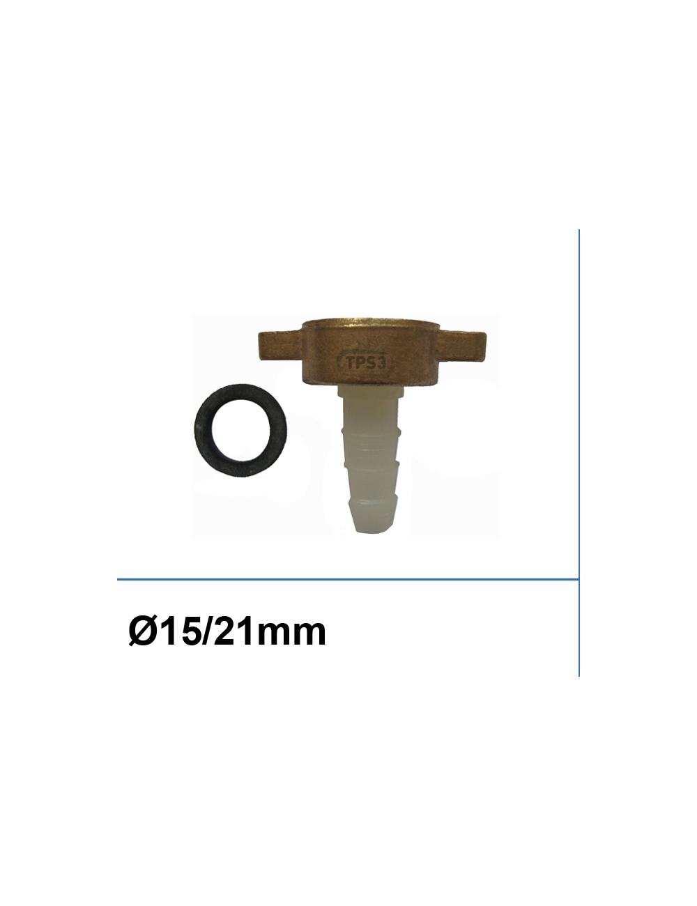 Raccord nipple plastique droit femelle15/21 avec écrou laiton Raccord nipple plastique droit femelle15/21 avec écrou laiton