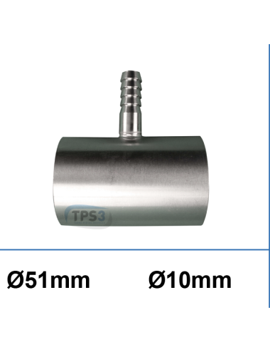 Tube inox Ø51 avec embout cannelé pour prise d'eau