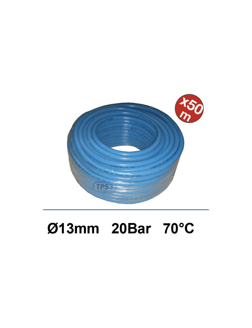 Couronne 50m tuyau d'alimentation eau bleu Ø 13 int 20B/70°C