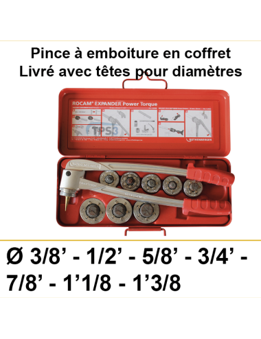 Pince à emboiture en coffret (3/8 à 11/8)