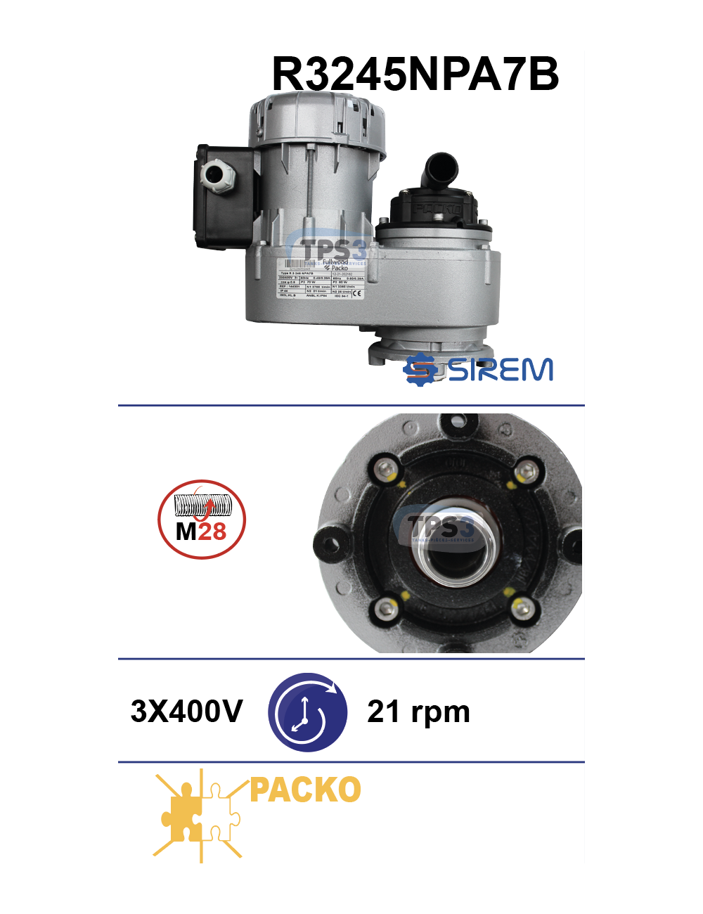 Motoréducteur R3245NPA7B 3x380V 21tr/min