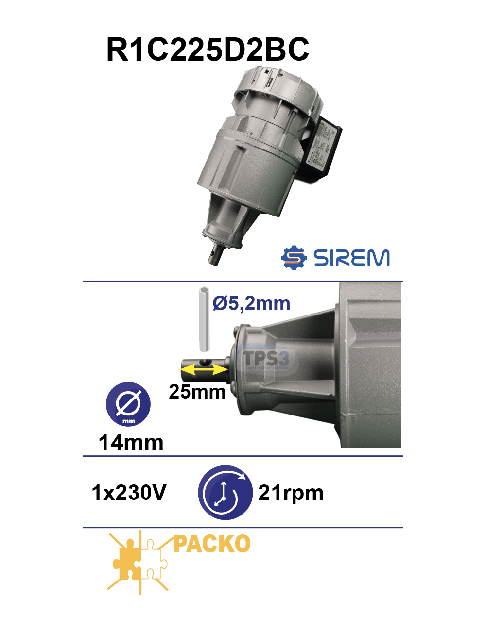 Motoréducteur R1C225D2BC 21tr/mn arbre D14 L:25 Motoréducteur R1C225D2BC 21tr/mn arbre D14 L:25