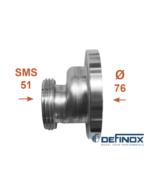 Demi corps de vanne Definox DN76 / mâle SMS 51