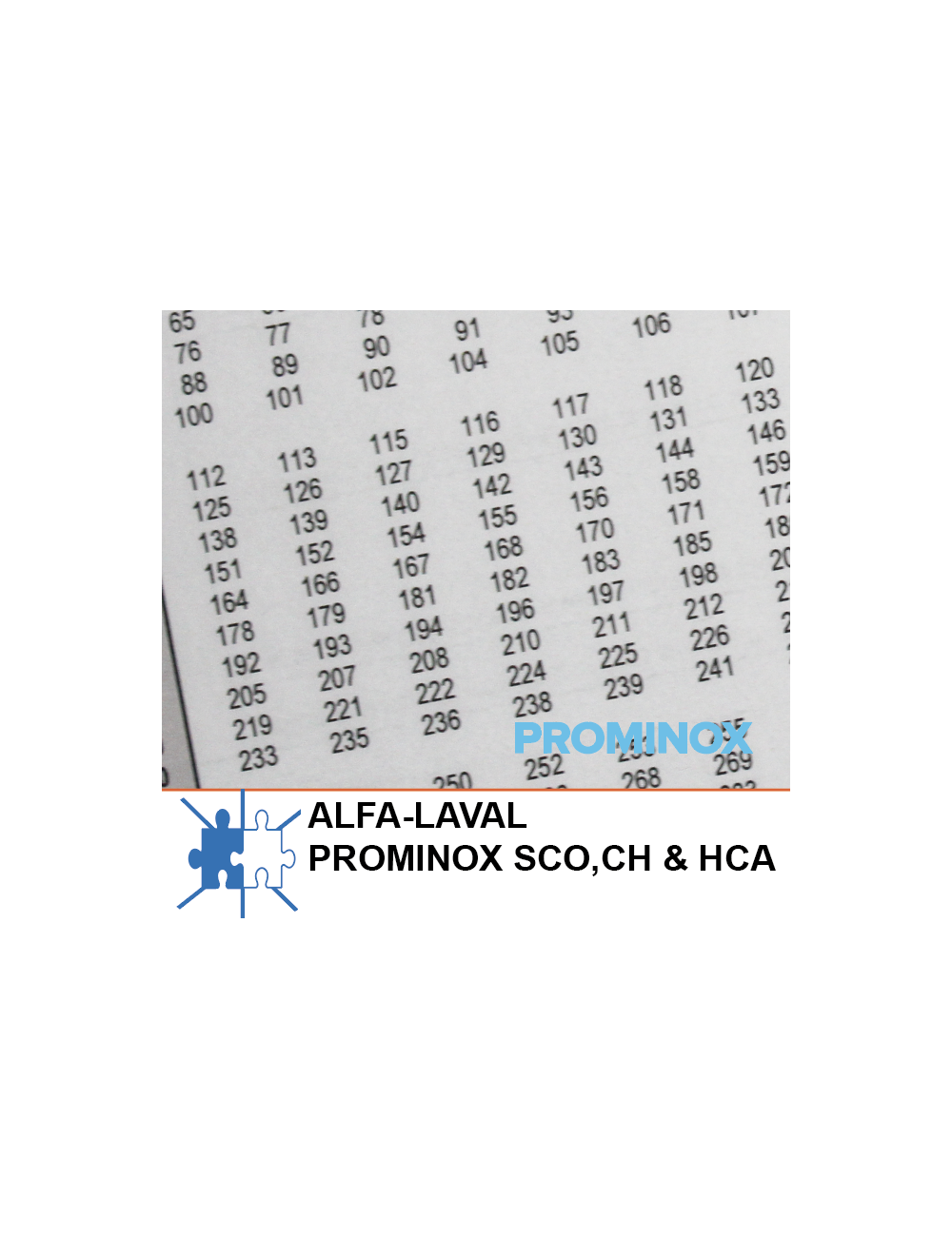 Barème de jauge Alfa-Laval/Prominox SCO-CH-HCA Barème de jauge Alfa-Laval/Prominox SCO-CH-HCA
