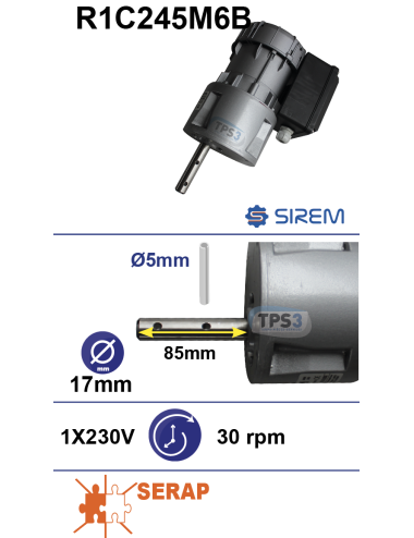 Motoréducteur R1C245M6B 30 tr/min arbre D:17 L:85