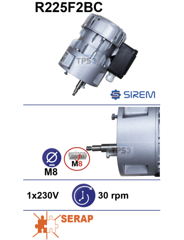 Motoréducteur R225F2B 30tr/min arbre M8