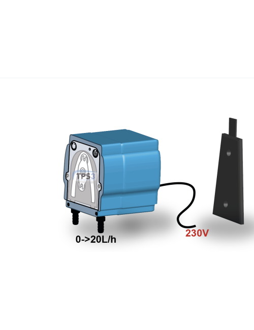 Pompe doseuse 24Vdc/240V 0-20L/h avec câble et embouts pour tube 5x8 et 8x12