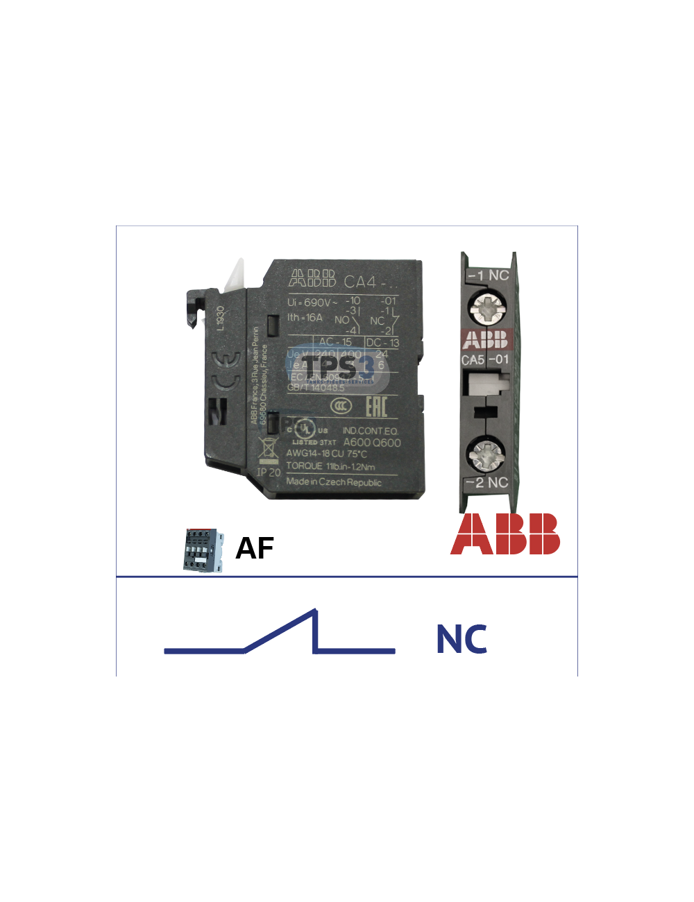 Contact auxiliaire NC pour contacteur ABB série AF