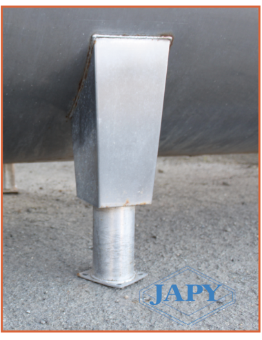 Pied de tank inox Lg: 210 mm filetage intérieur Ø 60 mm