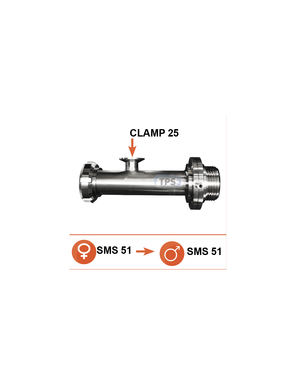 Manchette arrvée de lait male/femelle SMS51 - 1 x clamp25
