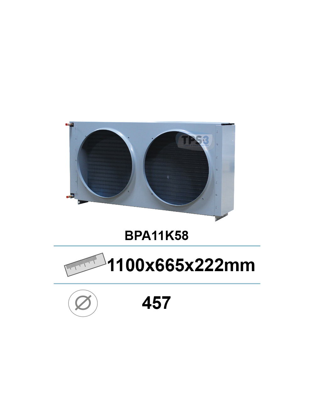 Condenseur type BPA11K58 1100x665x222 2 ouies 427mm Condenseur type BPA11K58 1100x665x222 2 ouies 427mm
