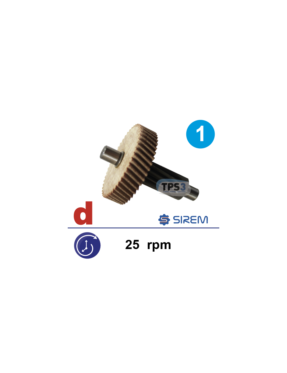 Ensemble 1er train pour motoréducteur Sirem type L&M 25tr/min