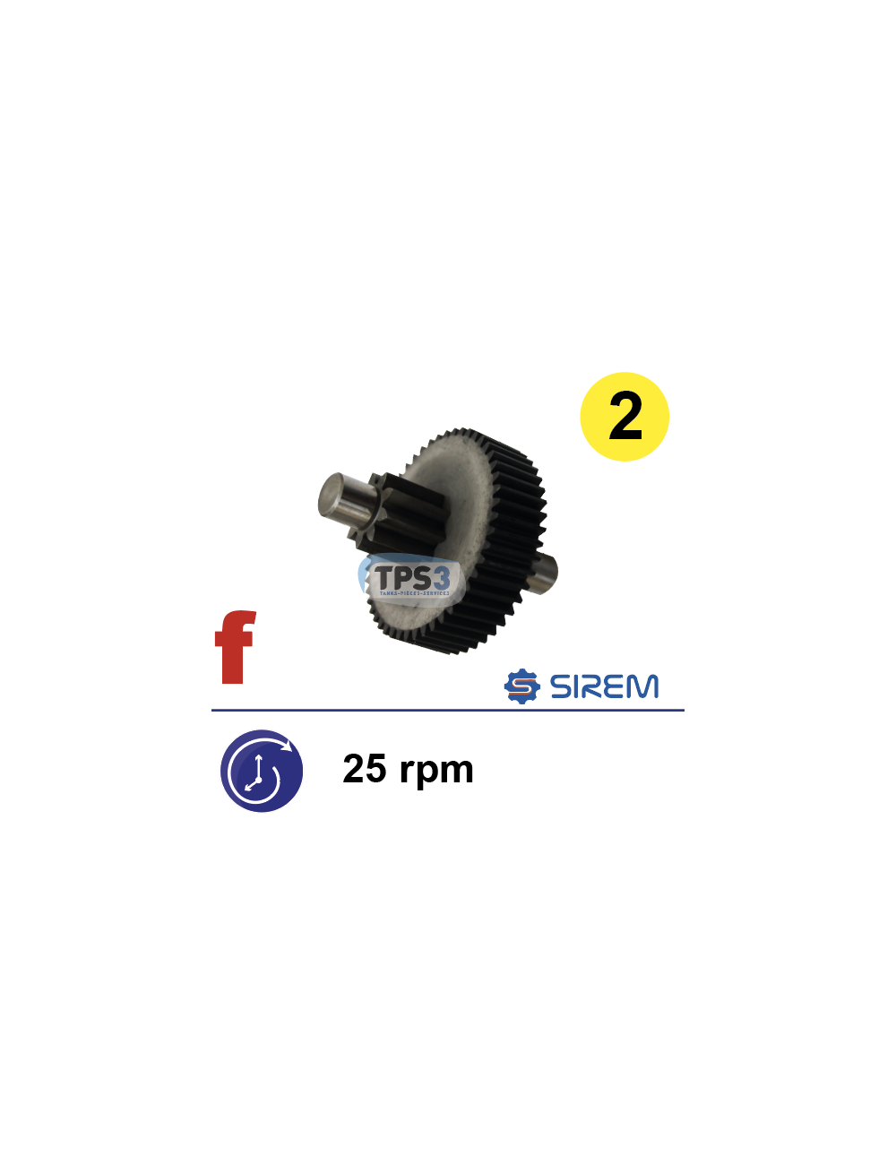 Ensemble 2nd train pour motoréducteur Sirem type L&M 25tr/min