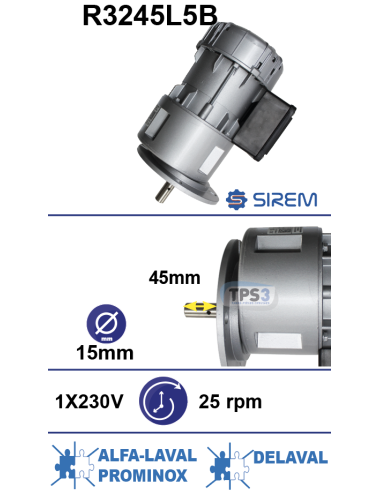 Motoréducteur R3245L5B 25tr/min arbre D:15 L:45