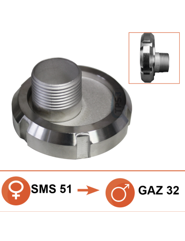 Réduction inox femelle SMS Ø51 / mâle 25/32 pas gas