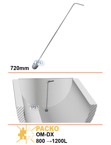 Tige de clapet OM-DX 800L à 1200L (720mm)