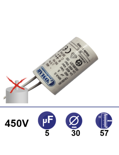 Condensateur 5µF 450V sans vis