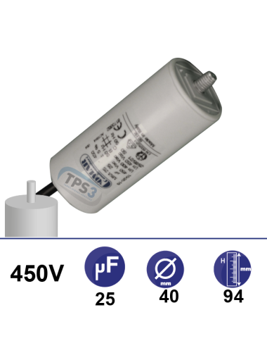 Condensateur 25µF 450V avec tige de fixation