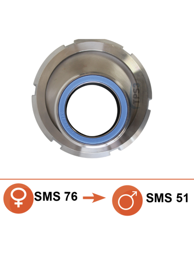 Réduction inox femelle SMS Ø76 / mâle SMS Ø51