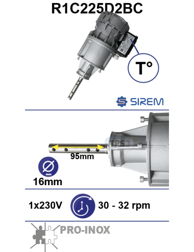 Motoréducteur R1C225D2BC 25tr/min arbre D:16 L:95 pth externe