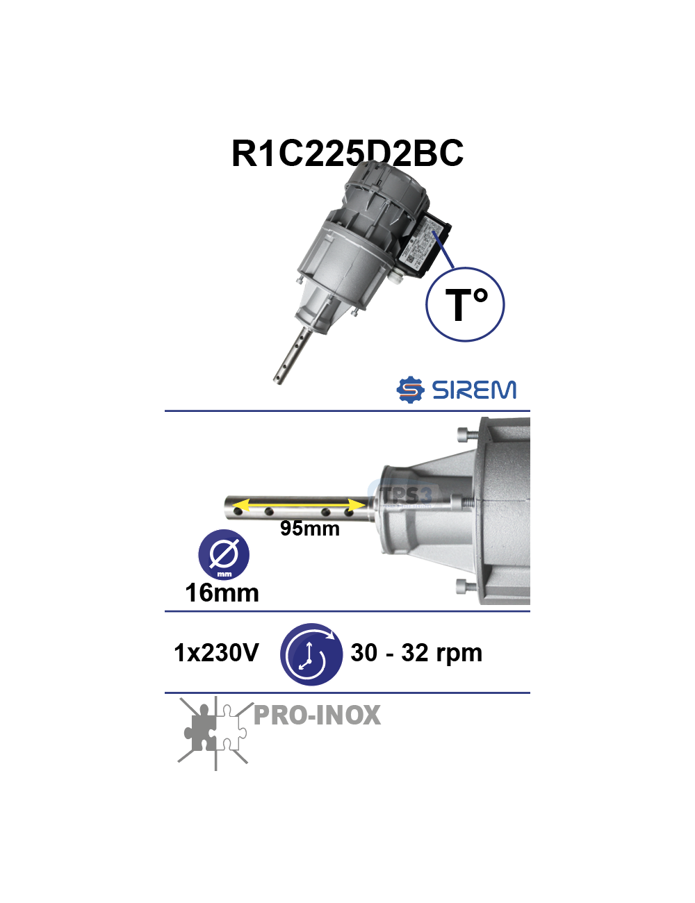 Motoréducteur R1C225D2BC 25tr/min arbre D:16 L:95 pth externe
