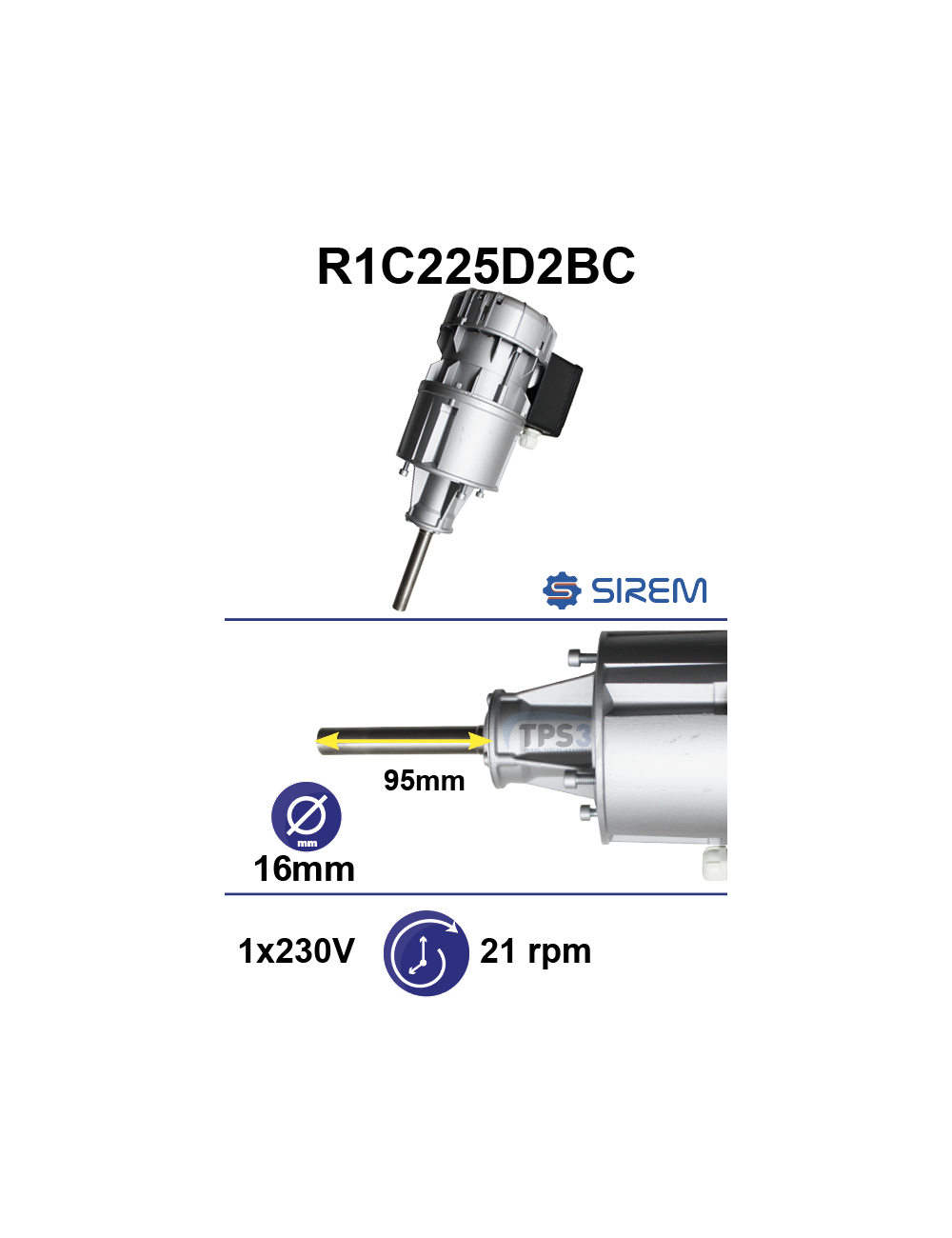 Motoréducteur R1C225D2BC 21tr/min arbre D:16 L:92