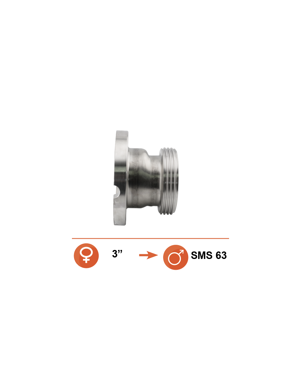 Demi corps de vanne Definox 3’’ SMS Ø63 Demi corps de vanne Definox 3’’ SMS Ø63