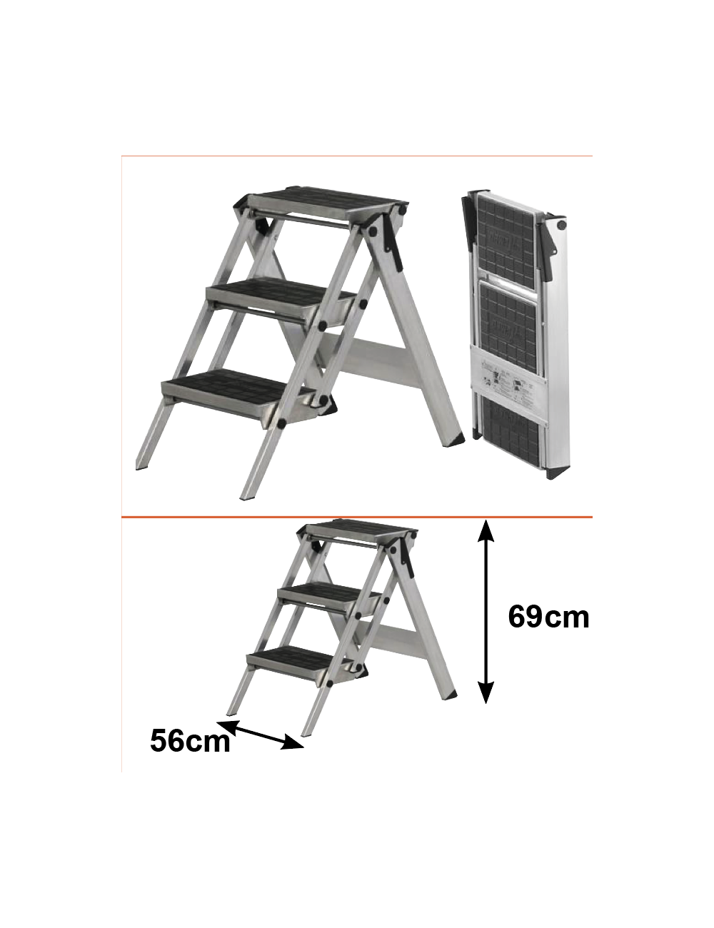 Escabeau 3 marches H:69 Larg:56 Escabeau 3 marches H:69 Larg:56