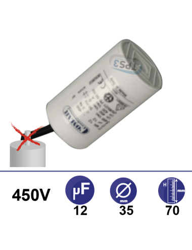 Condensateur 12µF 450V sans tige de fixation